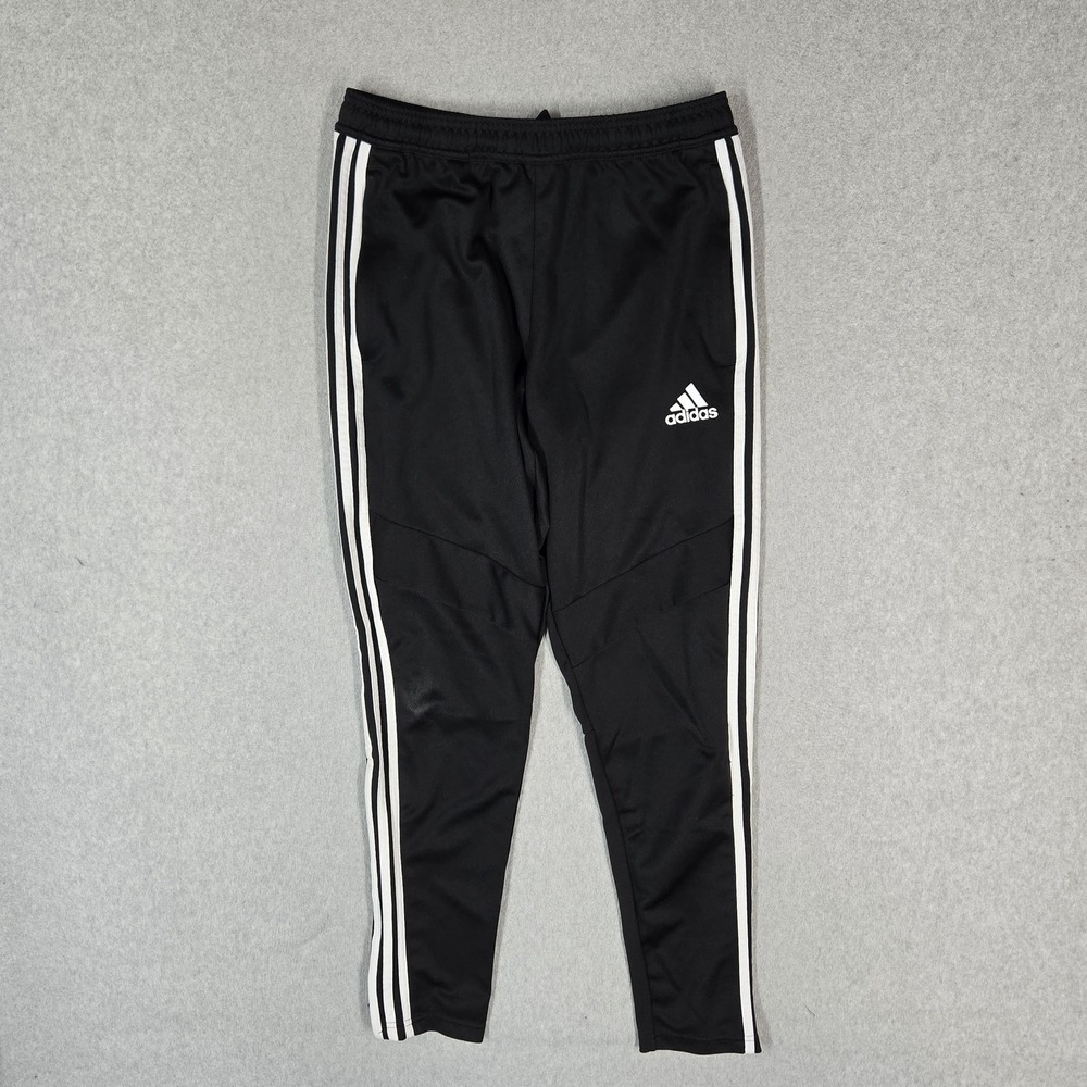 Adidas Men Activewear Pants M Black Climacool 3 Stripes Logo Tapered 28" Inseam